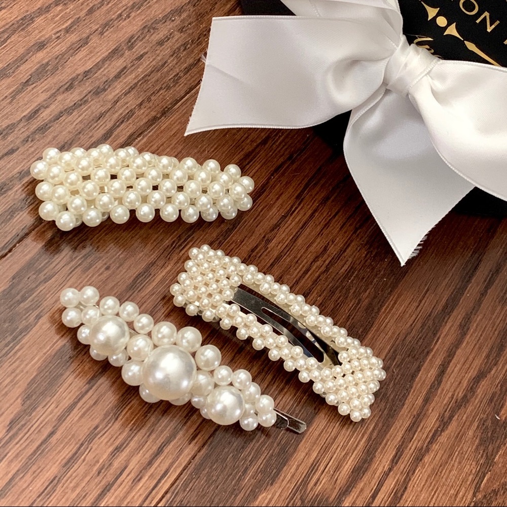 🔥Host Pick🔥Set of 3 Faux Pearl Barrettes BN